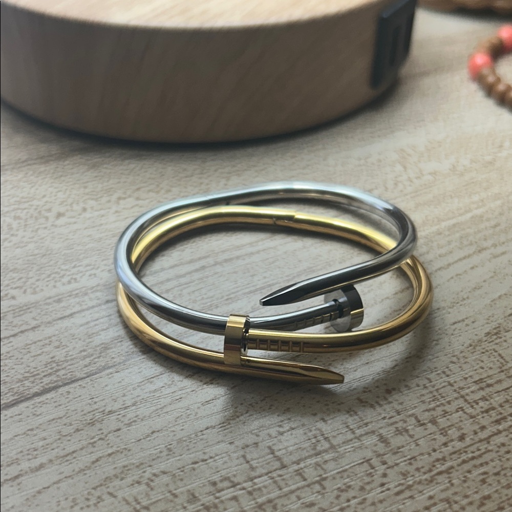 Gold and Silver Nail Design Bracelet